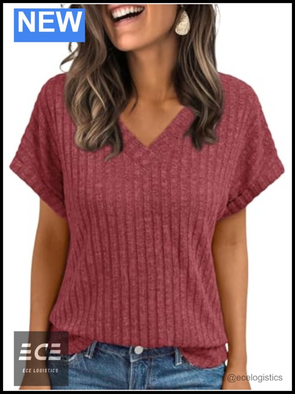 Womens Short Sleeve V Neck Tunic Top Casual Blouse for Spring Summer Fall